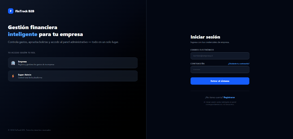 FinTrack B2B - Login